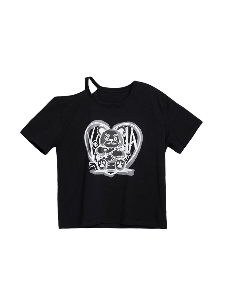 Jirai Off Shoulder Print-T Shirt