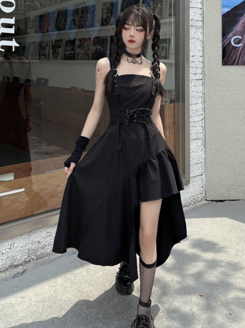 不对称束腰连身裙