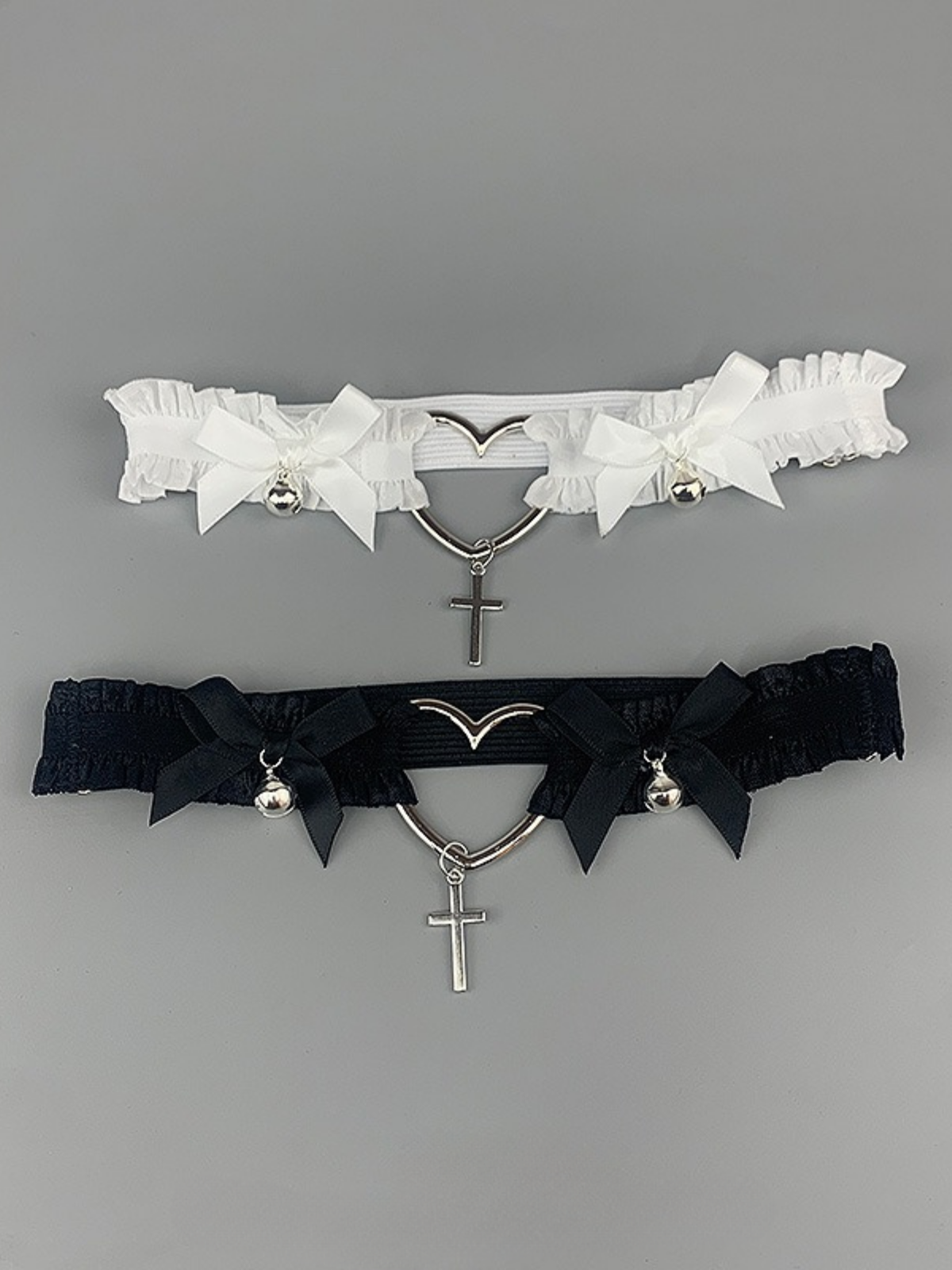 Cross Heart Ribone Necklace Choker Leg 2WAY Ring Belchic