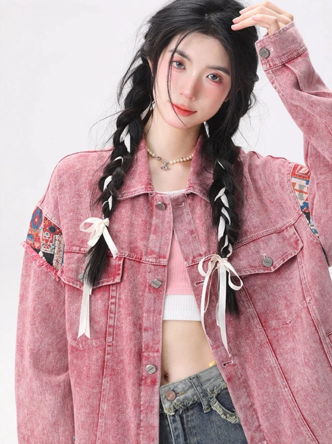 レトロダーティピンクデニムジャケット – Belchic レトロダーティピンクデニムジャケット – Belchic