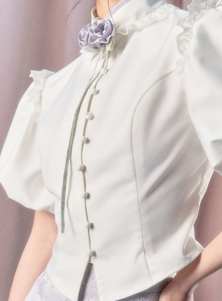 パフスリーブチャイナシャツ