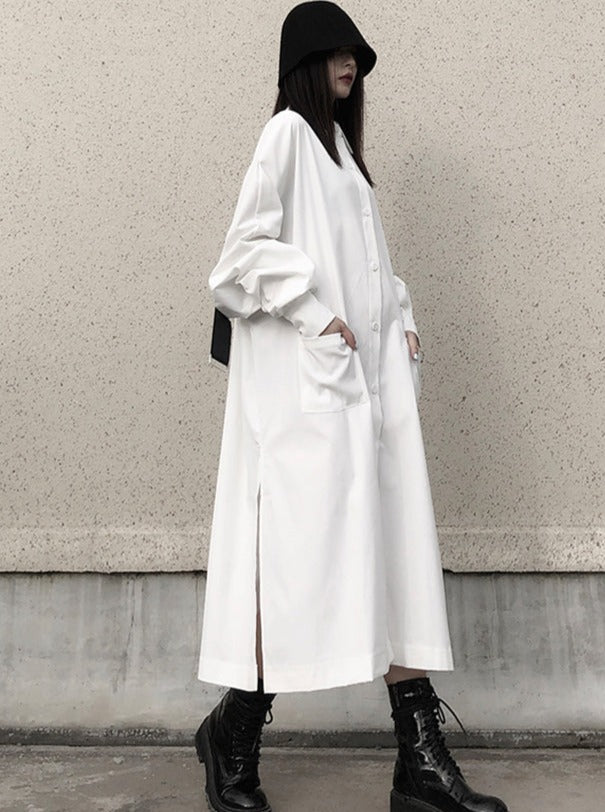 Dark style design mid-length shirt dress