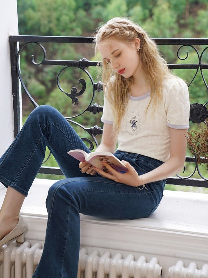 クイーンラビットフレンチラウンドネックTシャツ