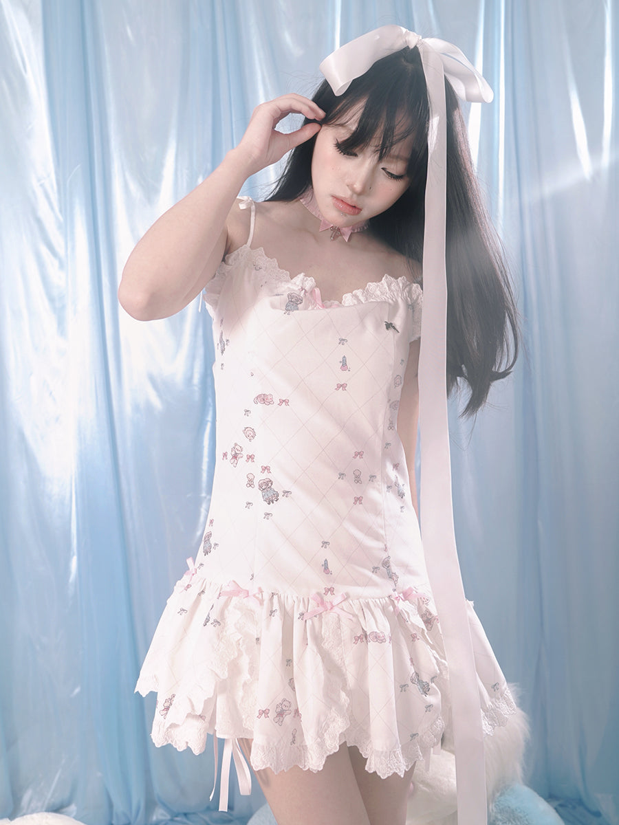 Robe d'été dégradée à motifs d'oursons