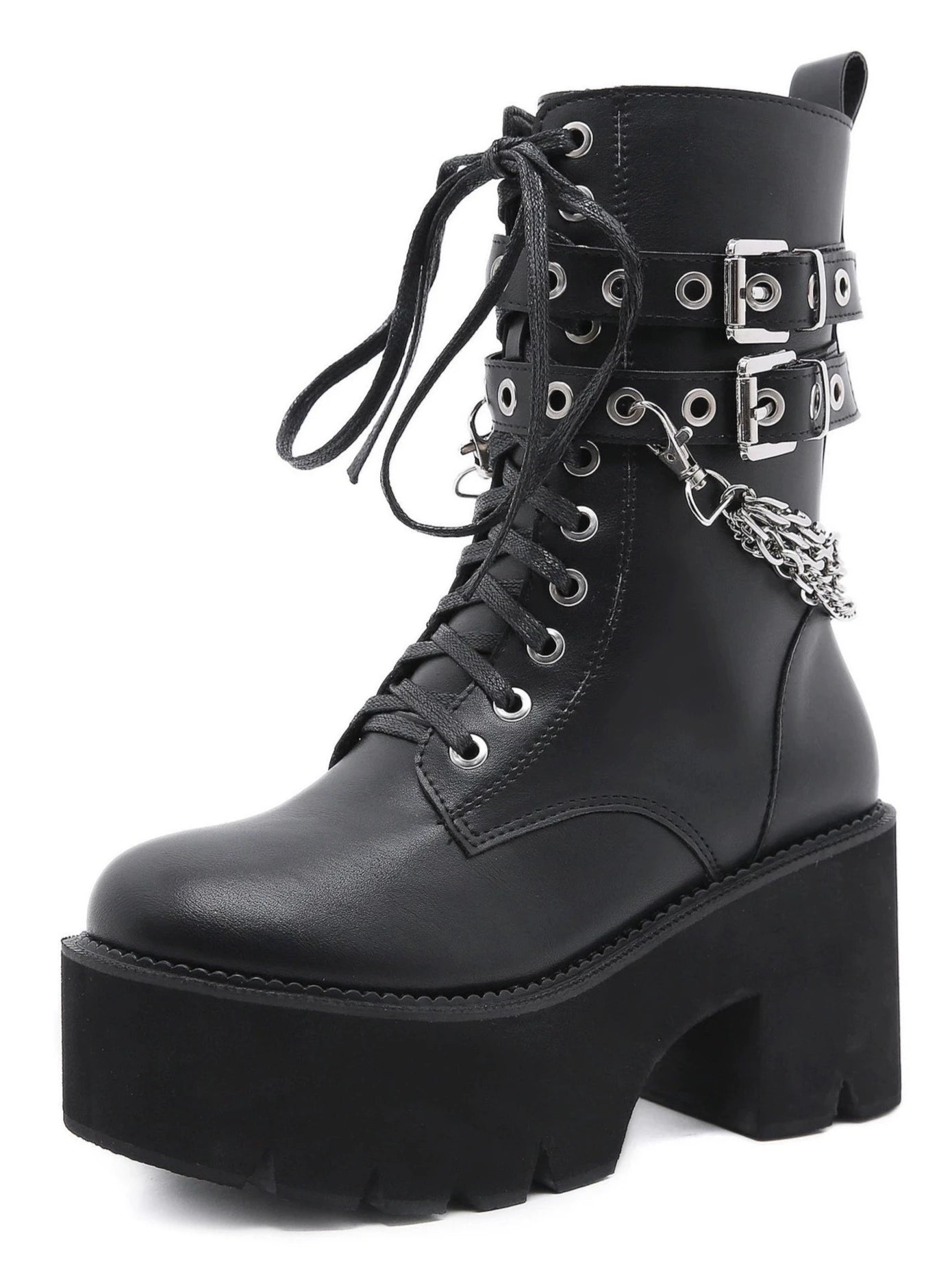 Gothic Dark Punk Chain Short Boots