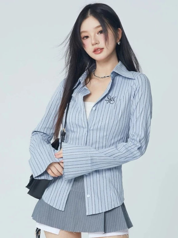Striped mode slim shirt