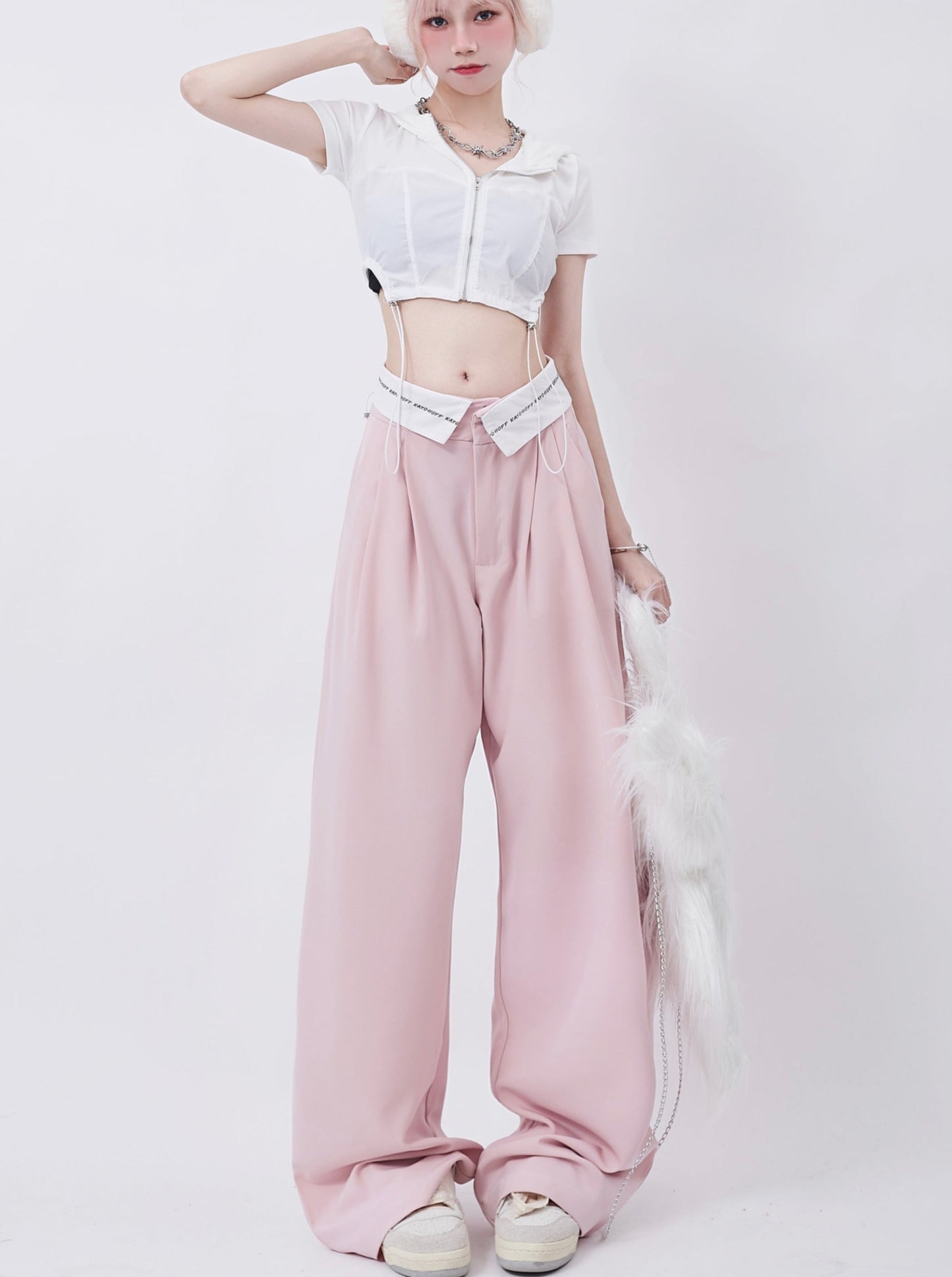 ピンクトレンドカジュアルパンツ