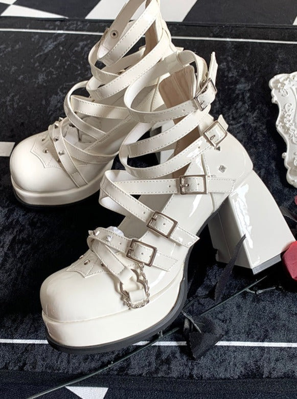 パンクゴシックハイヒールレザーロリータシューズ