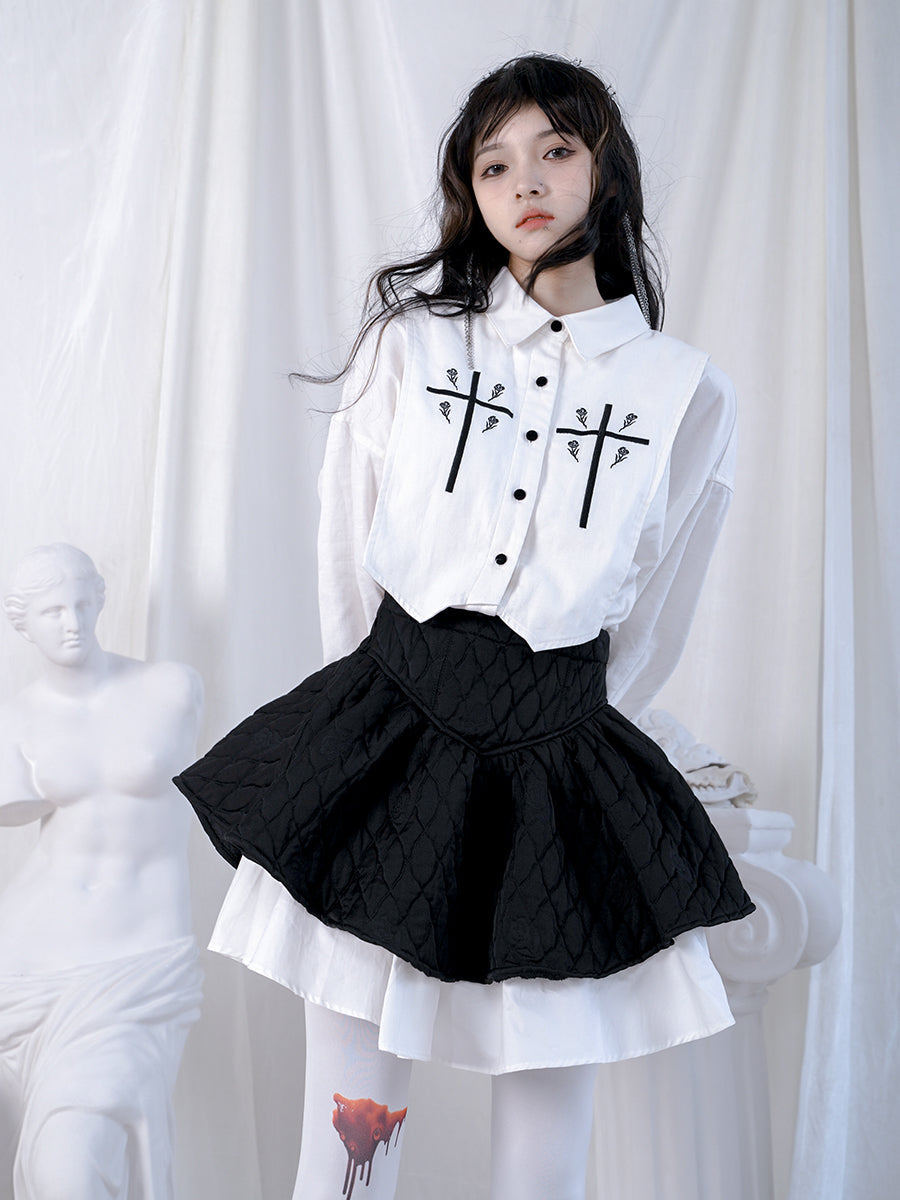 Diamond Frill Cute Flare Layered Quilting Skirt