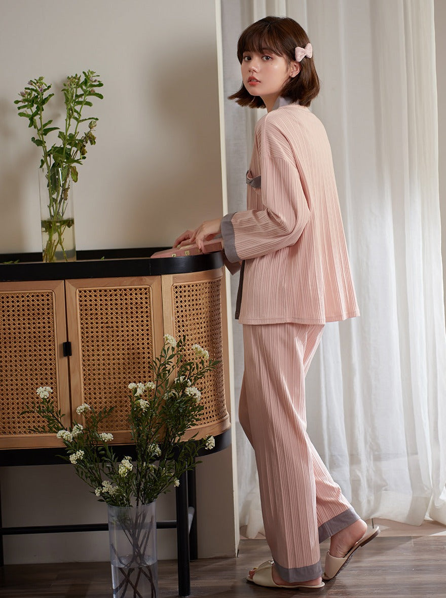 リボンバイカラーホームインネットルームウェア