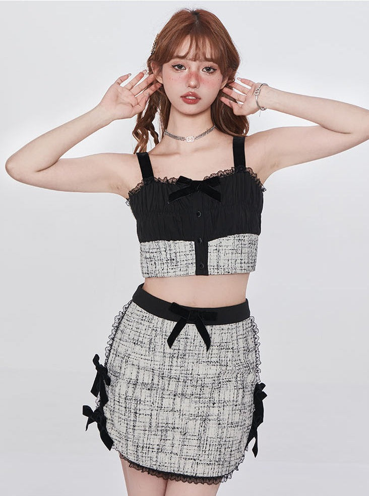 Veste courte en tweed à ruban français