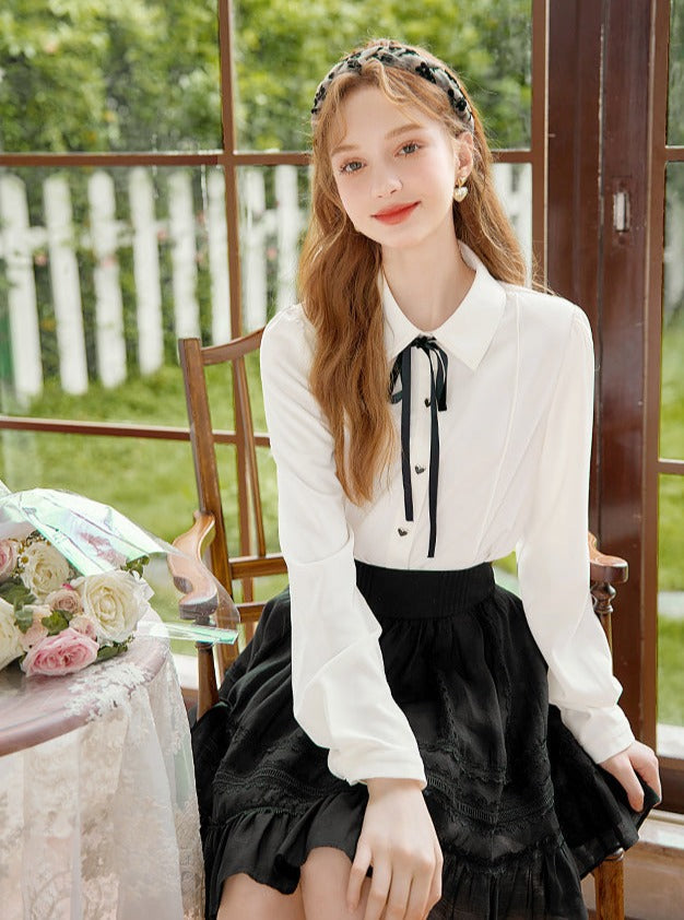 College Style Chemise à ruban en forme de cœur