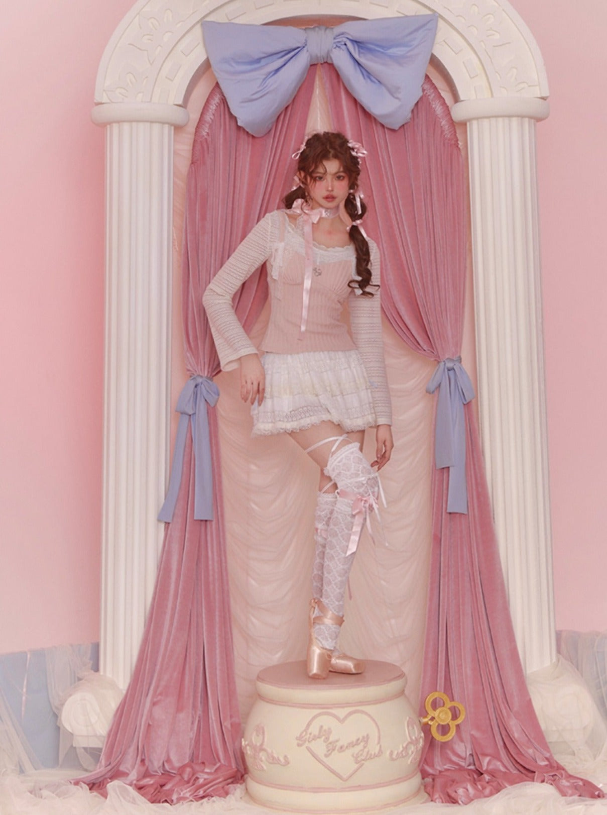 Cream Ballet Style Race Cake Scart