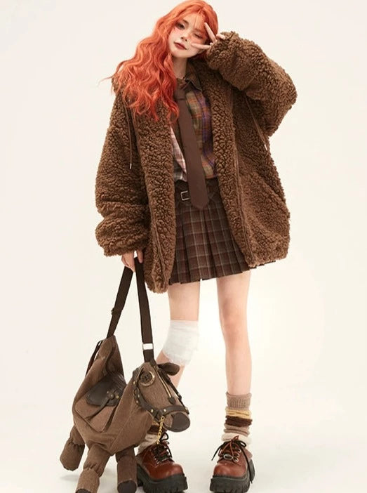 Retro Check A-Line High Waist Pleated Skirt