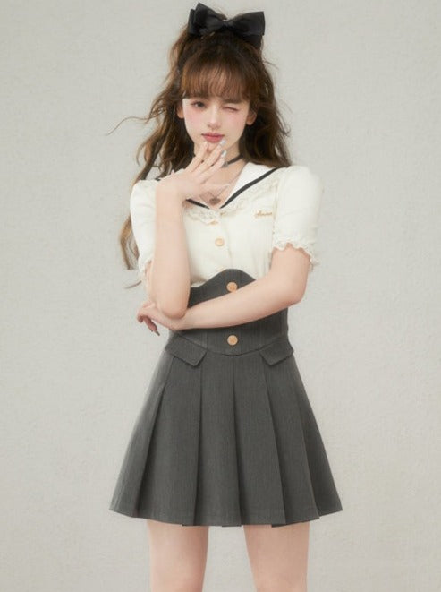 Frill Top Smilk Sweet High West Skirt College Setup