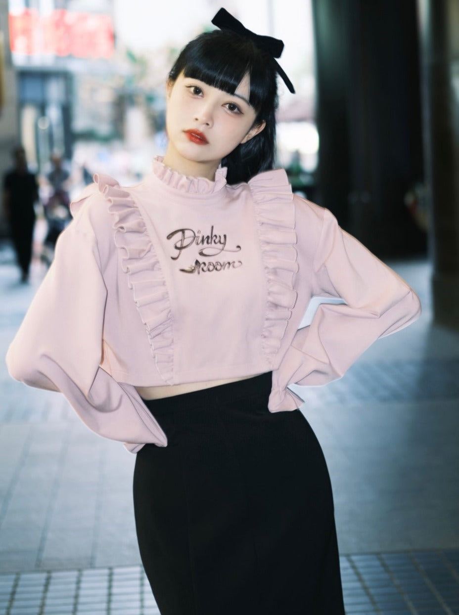 Pull à col montant, taille haute, pull court et poudreux