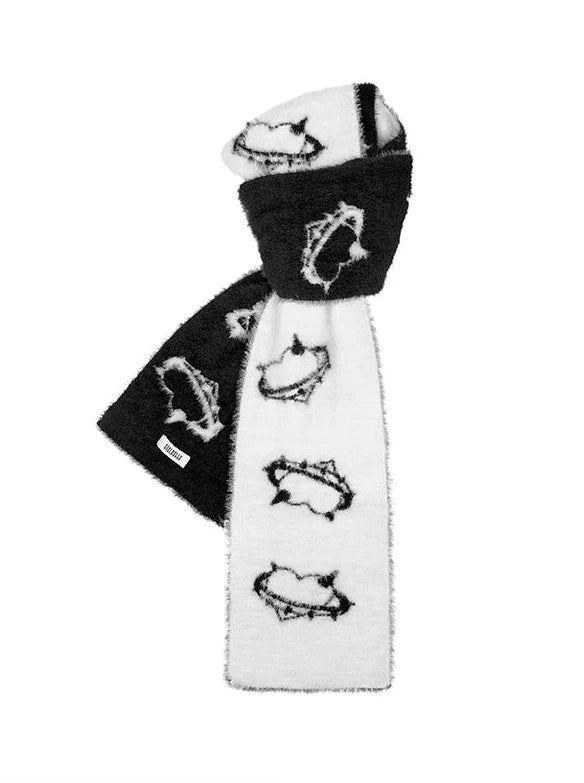 Faux Mink Sweet Cool Black and White Double-Sided Scarf