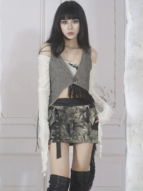 Punk Street Print Skirt + Leg Warmers