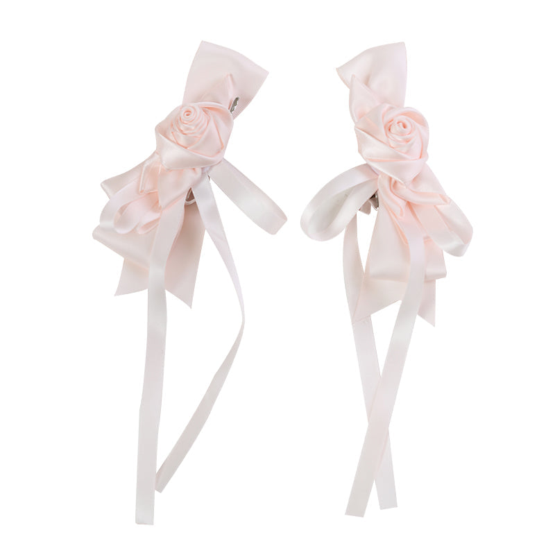 ローズリボンペアクリップヘアアクセサリー