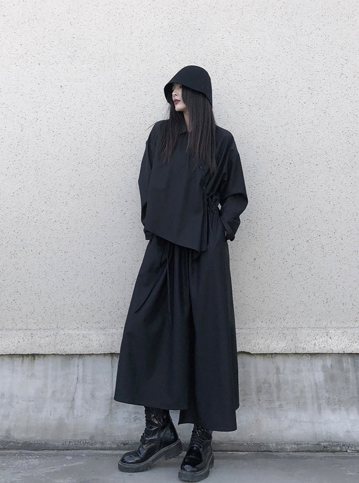 Black Dress with Unique Design Regular Skirt
