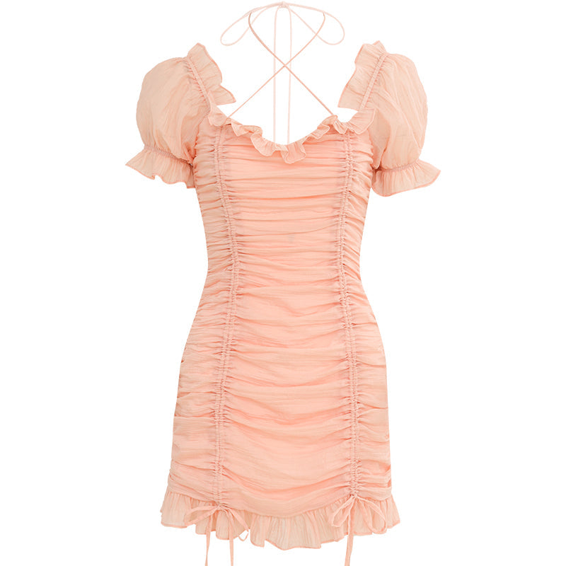 シャーリングタイトワンピース