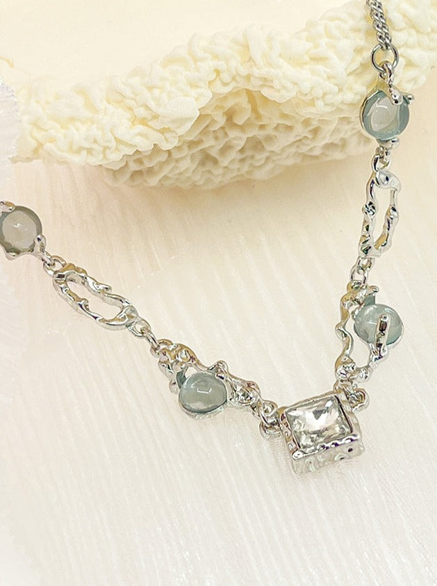 Moonlight Moonstone Pendant Cube Necklace