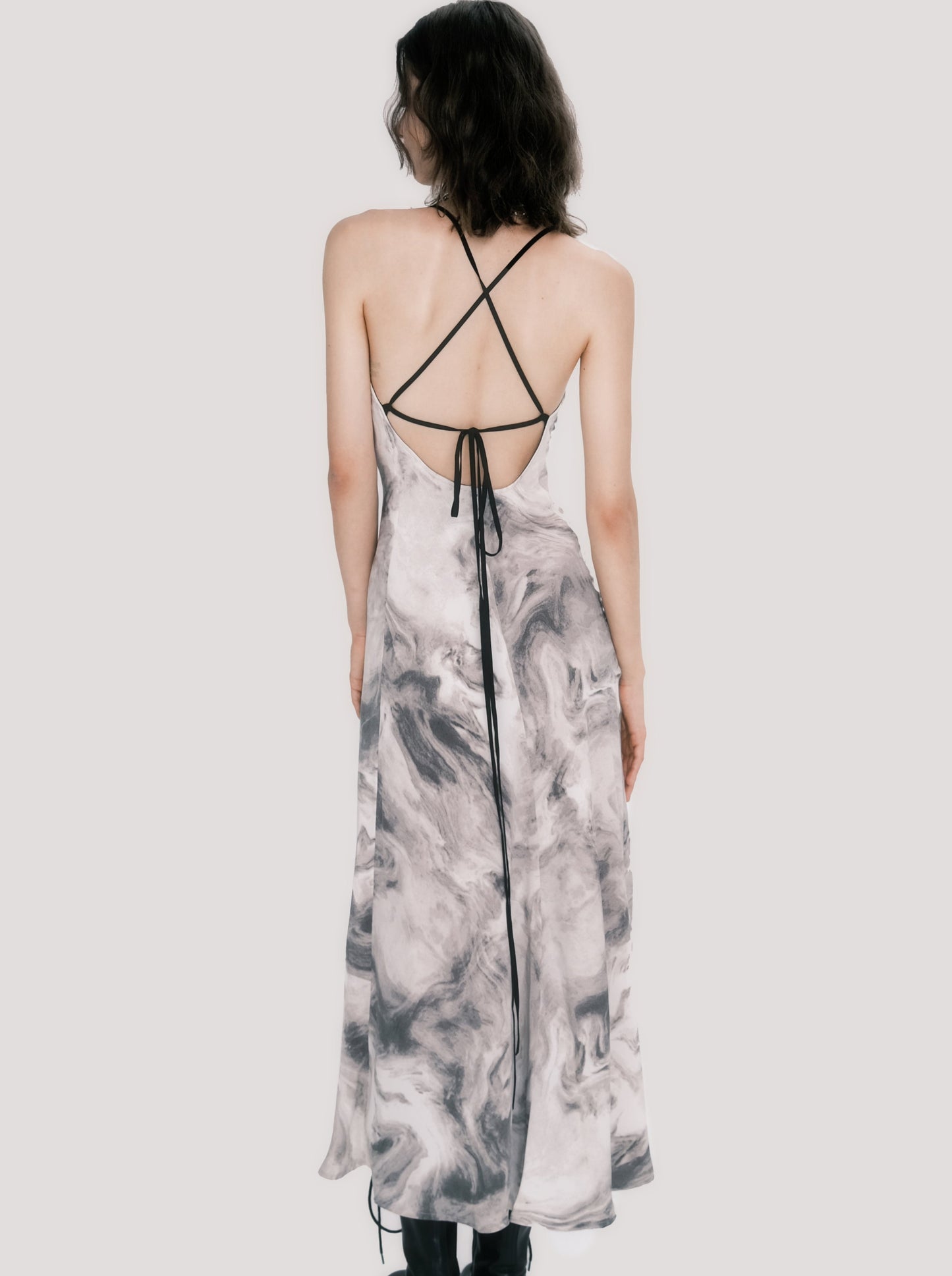 モノクロマーブルタイトロングワンピース