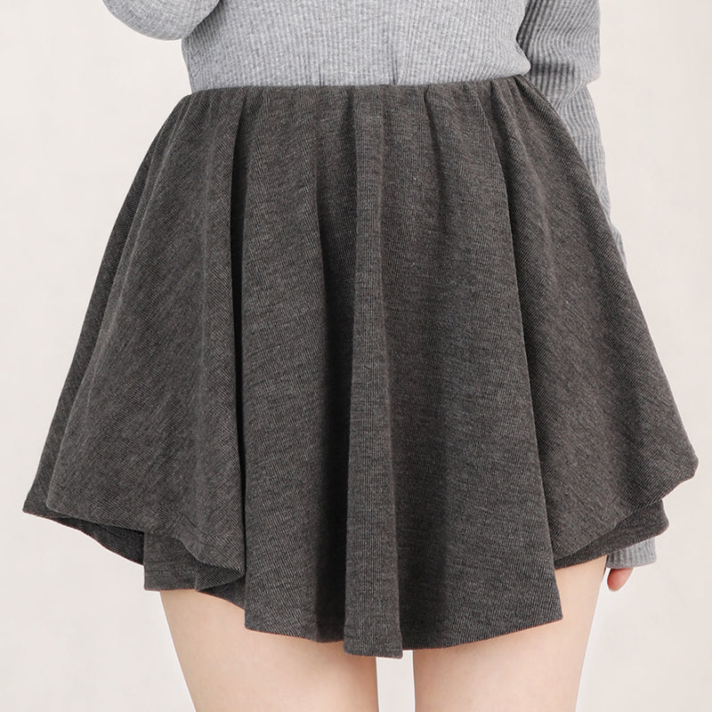 Off shoulder ribbon cropped ribbed top + flared skirt