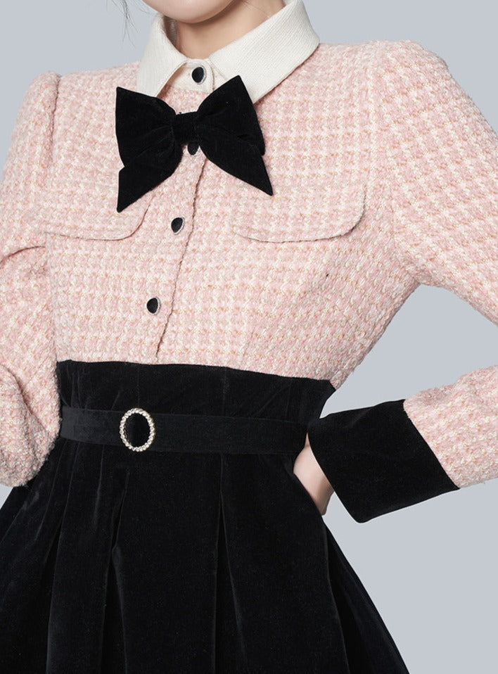 ツイードフレンチウエストマークワンピース