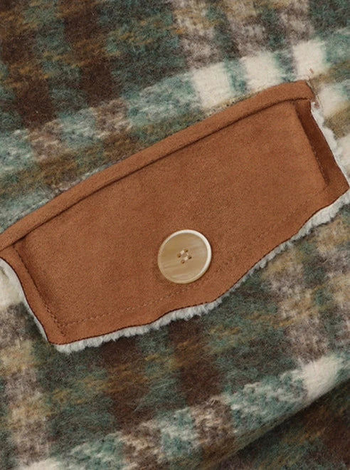 American Retro Brown Green Checked Wool Jacket