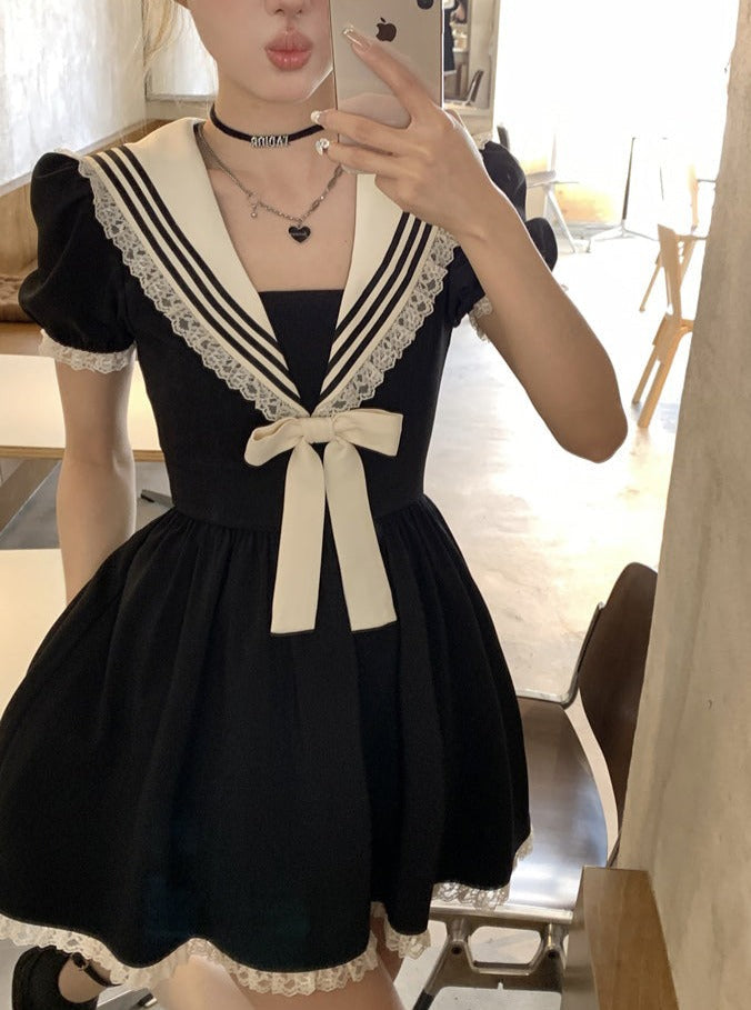 Frill Sailor Ribbon Gurley Suite One Piece