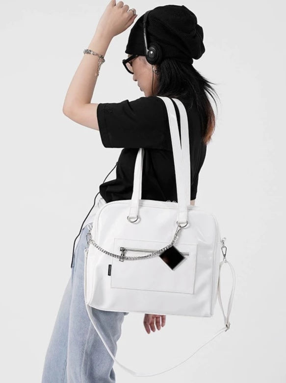 Chain Mirror Boston Bag