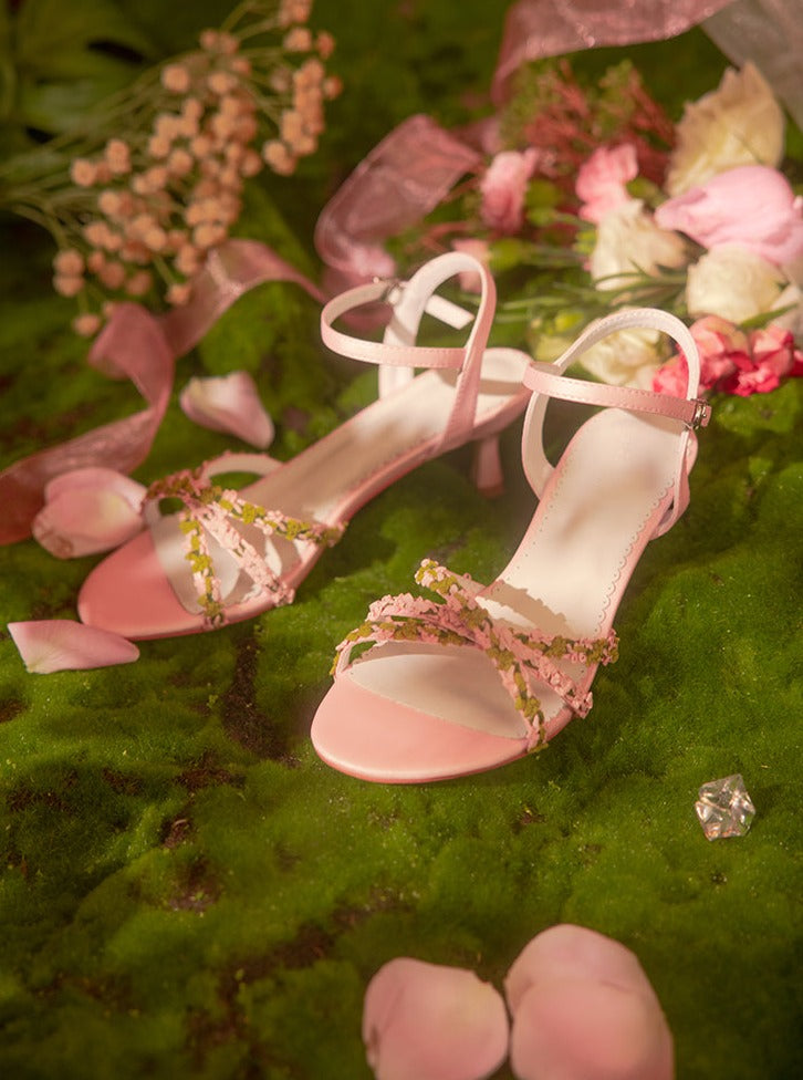 Flower Open Toustrap Pin Heel High