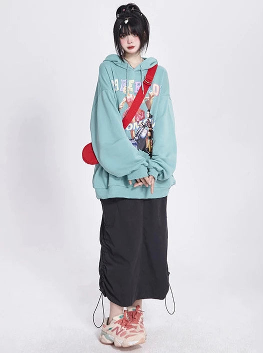 Drawstring Irregular Sport Style Half Length Skirt