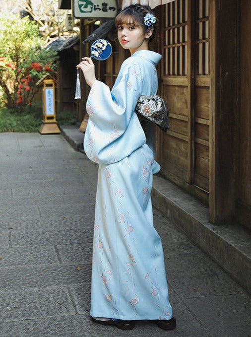 アイスブルーフラワー浴衣