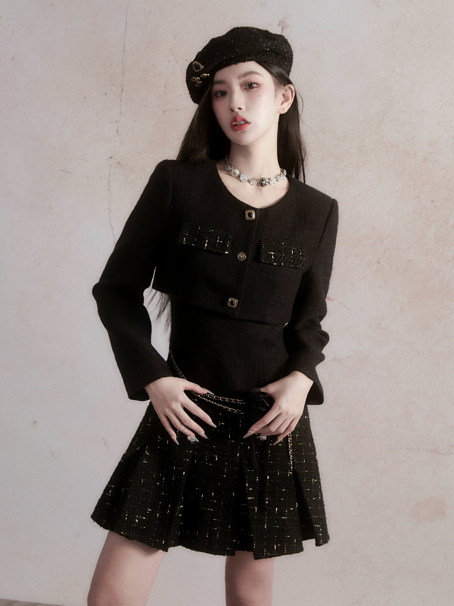 시크한 플라워 체인 벨트