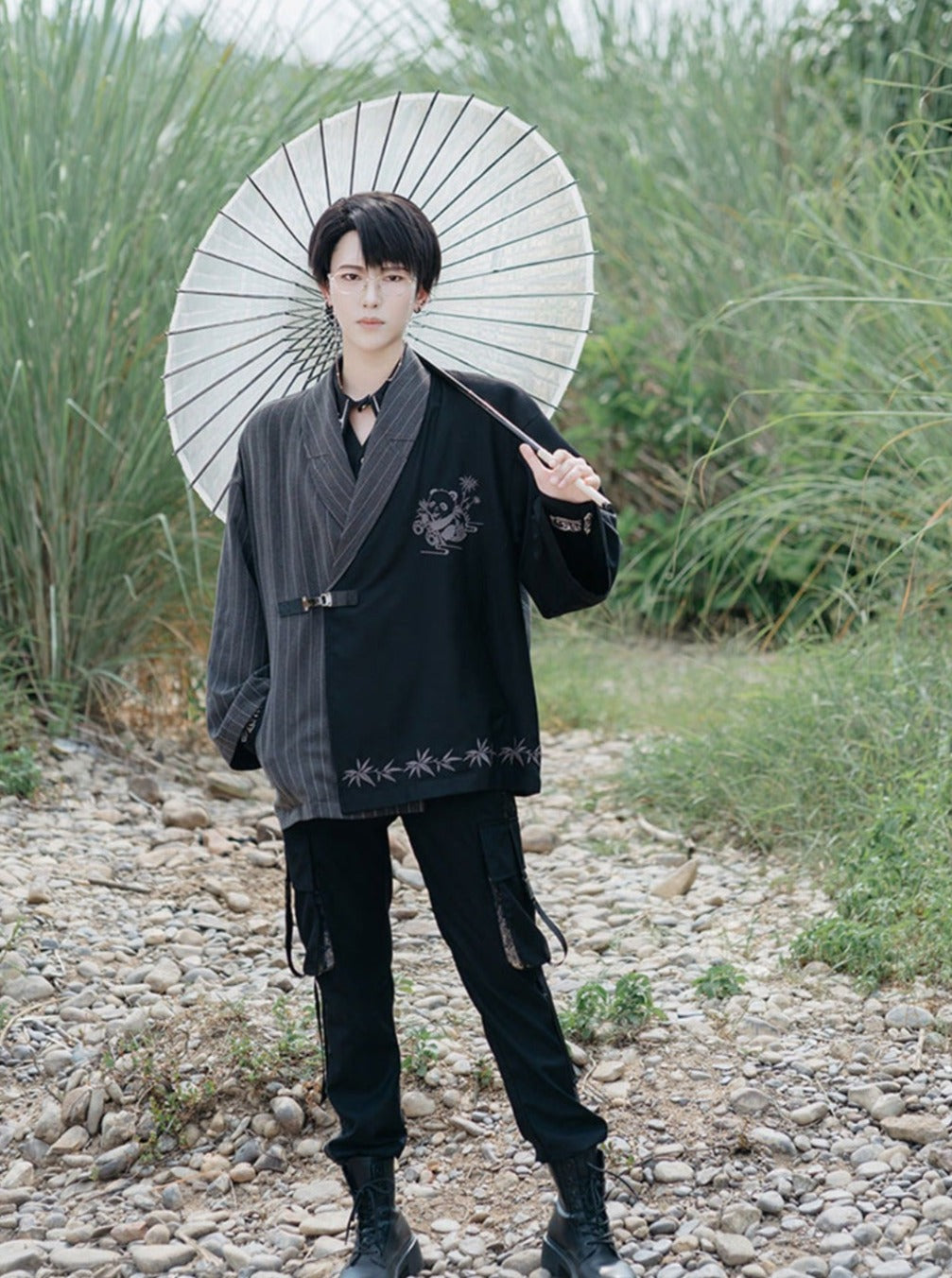 ハイウエストスリムカジュアルビームワークウェアストレートレッグパンツ