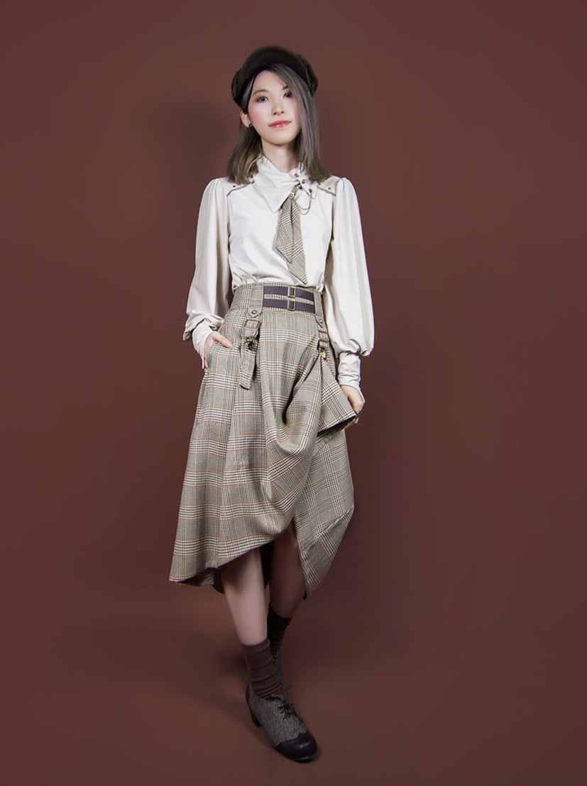 Steamland British Retro Checked Narrow Necktie