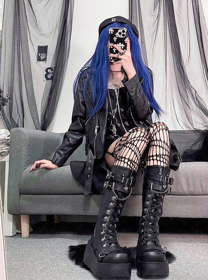 スパイスガールズパンクスタイルゴシックプラットフォームロングブーツ