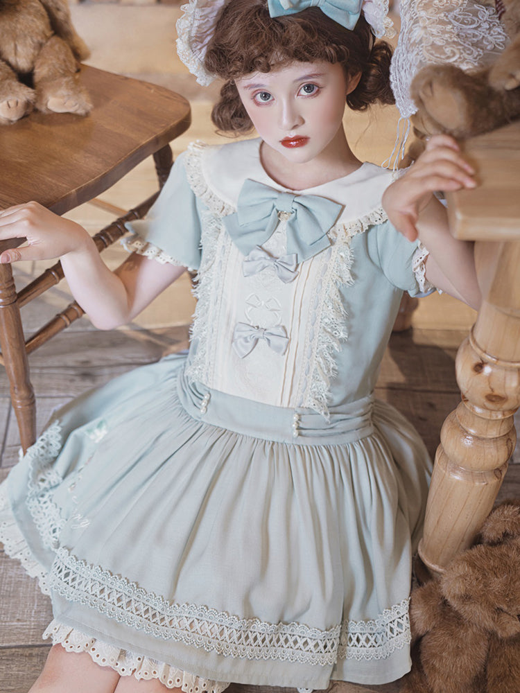 데일리 스위트 레드&블루 투인원 우아한 트롤리타 드레스