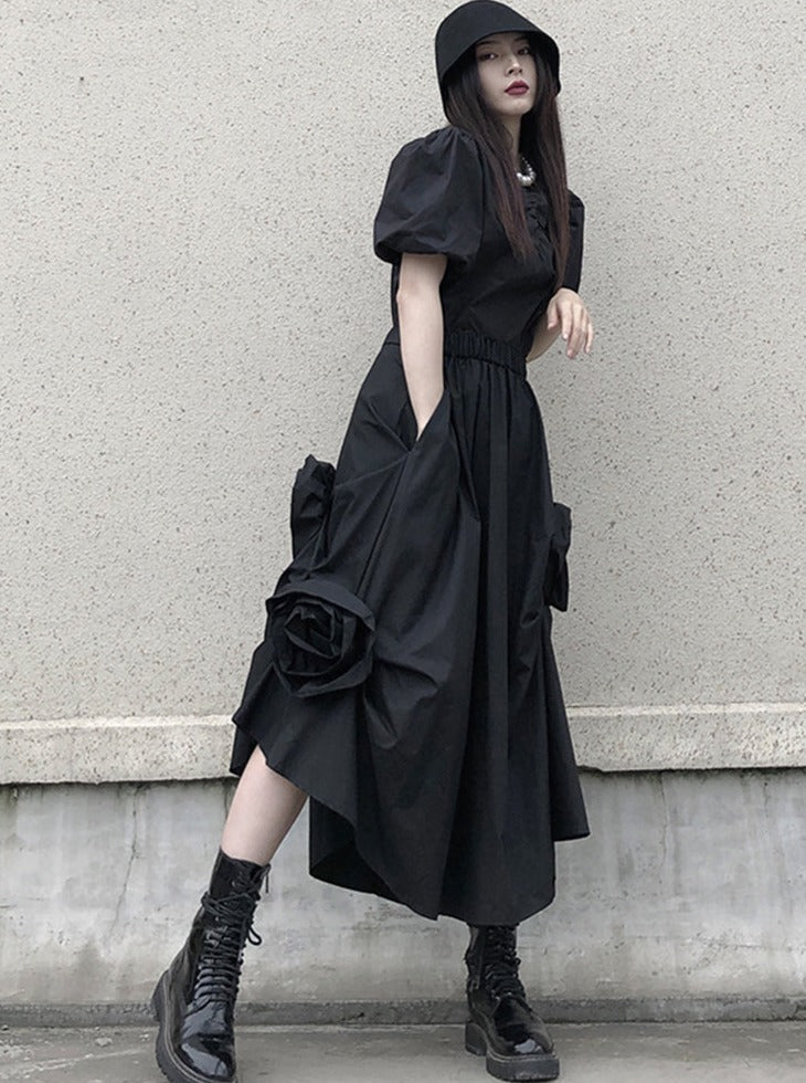 Rose Design Mode Flare Skirt