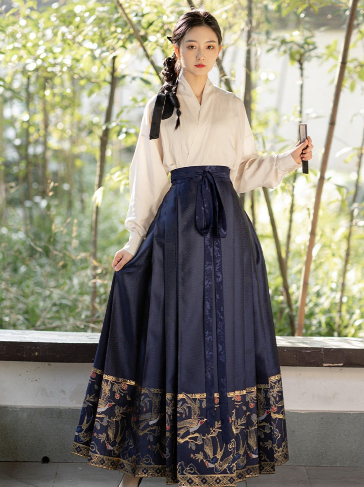 ゴールドバードデザインチャイナプリーツスカート