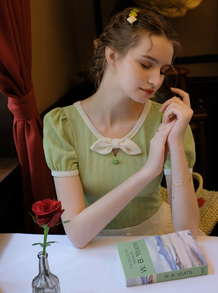 フレンチレトログリーンワンピース