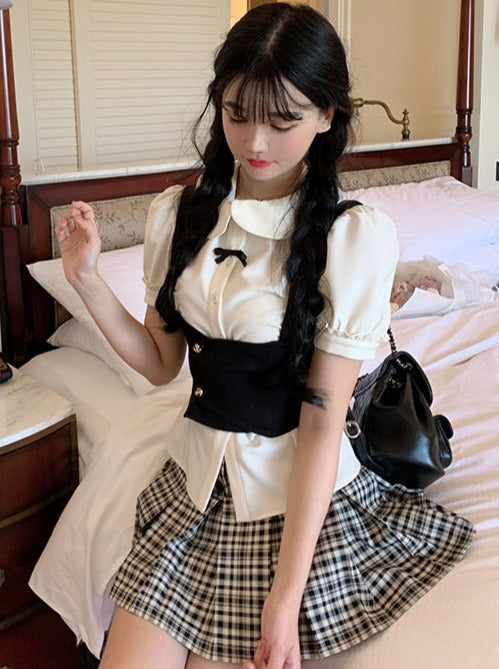 Round Color Mini Ribon Pure Girley Blouse