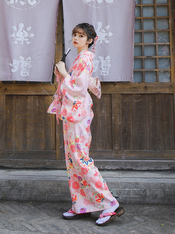 Yukata fleur rose