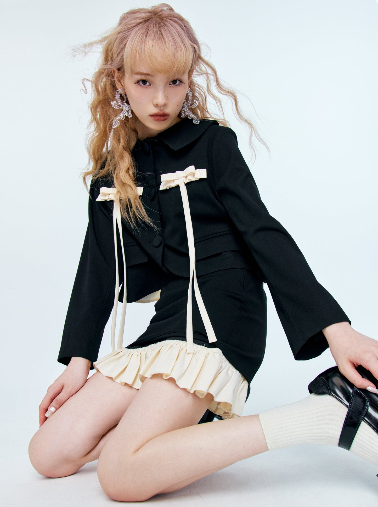 Doll Color Jacket + Tight Frill Skirt