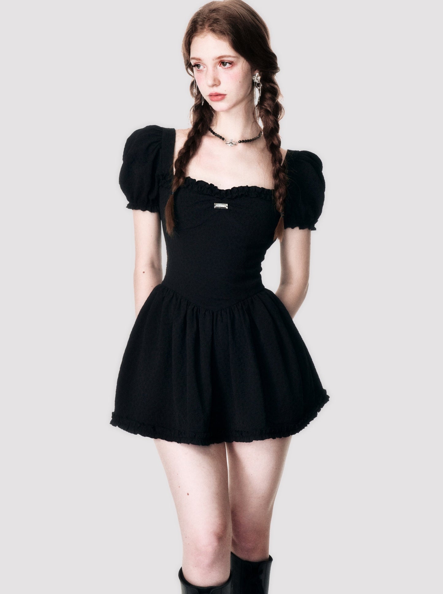 Square Neck Puff Sleeve Cool Princess Dress