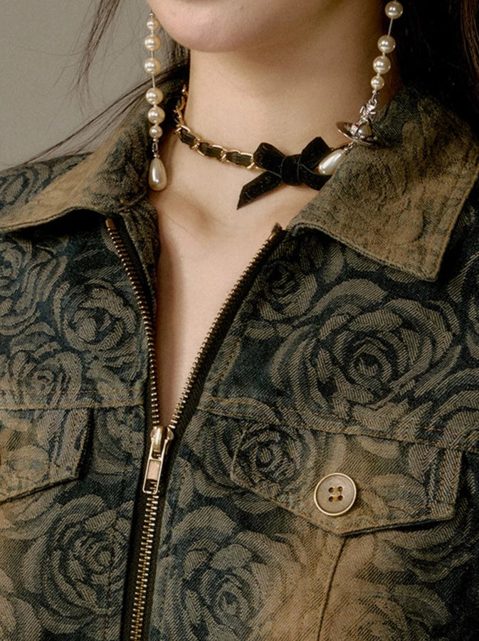 リボンチェーンチョーカーネックレス