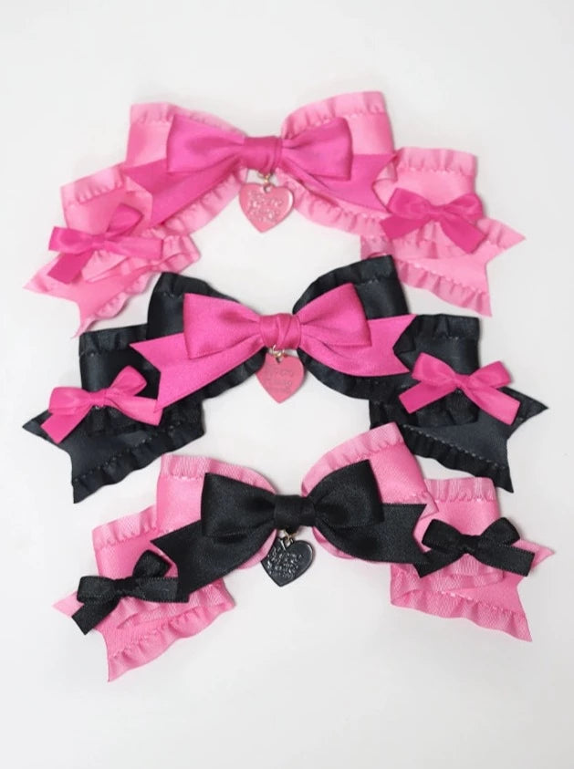 Big Bow Ruffle Pair of Clips