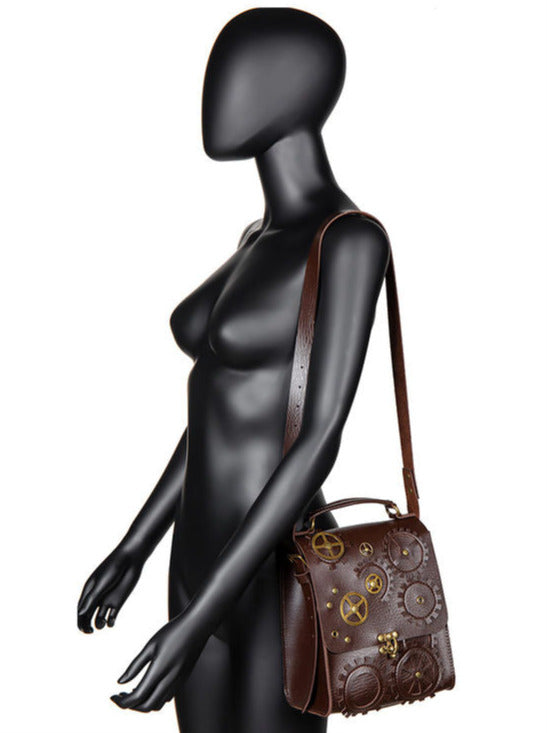 蒸汽朋克古董皮翻盖包